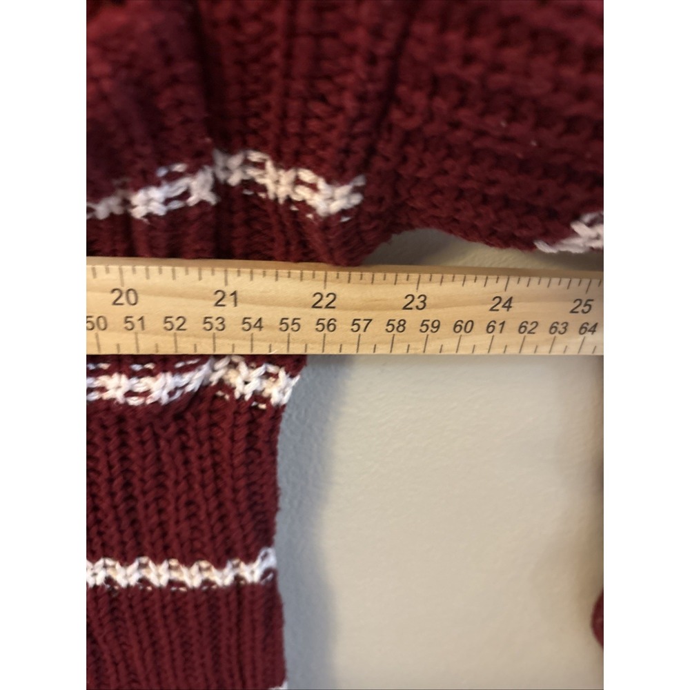 American Eagle Red & White Stripe Crew Neck Cable Knit Sweater Size XS - Picture 7 of 8